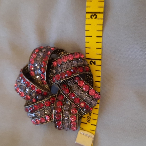Monet, Red, Pink, And Clear Rinestones Brooch - Picture 4 of 5
